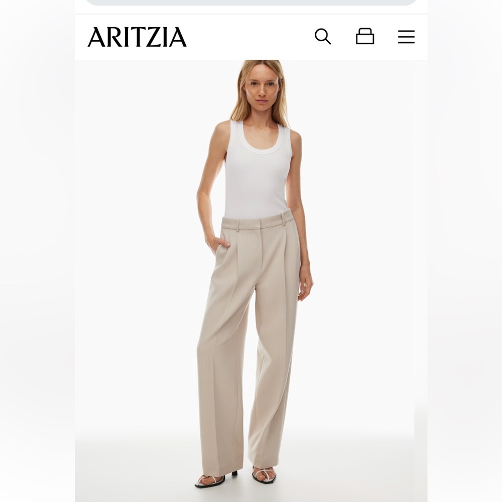 Aritzia Babaton Pleated Pants (Matte Perle Mate)